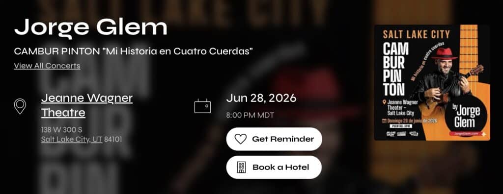 Jorge Glem Brings CAMBUR PINTON to Salt Lake City on June 28, 2026